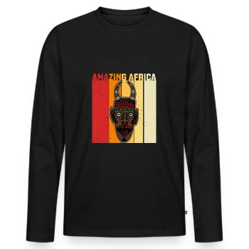 Africa Mask African Afro History - Men's Premium Organic Long Sleeve Shirt - black - Front - Nico (187cm)