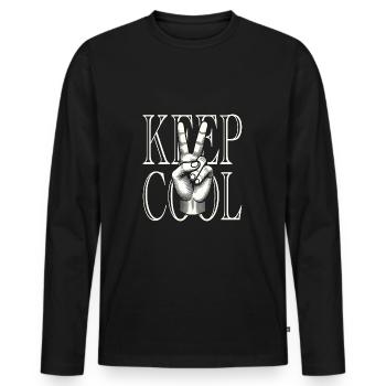 Symbole de paix pour les hommes qui restent cool - T-shirt manches longues Premium bio Homme - noir - Devant - Nico (187cm)
