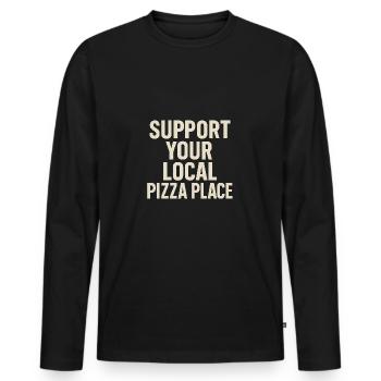Soutenez votre pizzeria locale – Look rétro - T-shirt manches longues Premium bio Homme - noir - Devant - Nico (187cm)