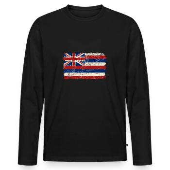 Hawaii Flag - Vintage Look - Männer Premium Bio Langarmshirt - Schwarz - Vorne - Nico (187cm)
