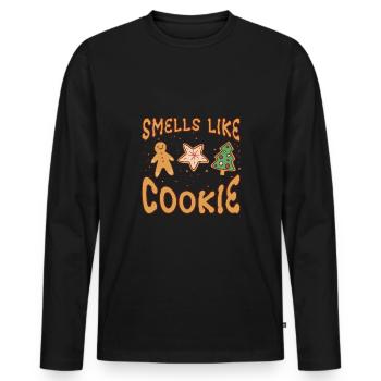 Sent le biscuit - Biscuits de Noël - T-shirt manches longues Premium bio Homme - noir - Devant - Nico (187cm)