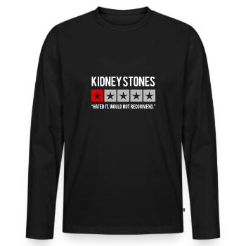 Calculs rénaux - non recommandé - miction urinaire - T-shirt manches longues Premium bio Homme - noir - Devant - Nico (187cm)
