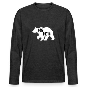 big Bear Baer Eltern Tshirt - Männer Premium Bio Langarmshirt - Anthrazit meliert - Vorne - Nico (187cm)