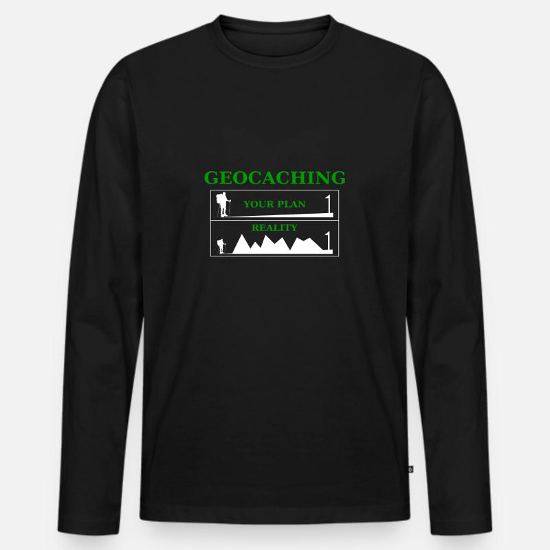 Geocaching - Männer Premium Bio Langarmshirt - Schwarz