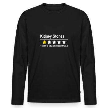 Calculs rénaux - non recommandé - miction urinaire - T-shirt manches longues Premium bio Homme - noir - Devant - Nico (187cm)