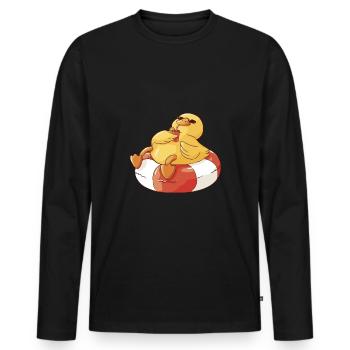 Quietscheentchen im Schwimmring mit Sonnenbrille - Männer Premium Bio Langarmshirt - Schwarz - Vorne - Nico (187cm)
