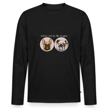 Englische und französische Bulldogge T-Shirt. - Männer Premium Bio Langarmshirt - Schwarz - Vorne - Nico (187cm)