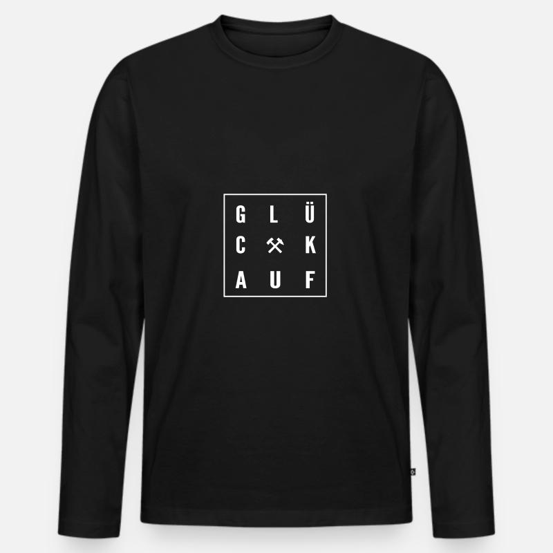 Glück Auf - Männer Premium Bio Langarmshirt - Schwarz
