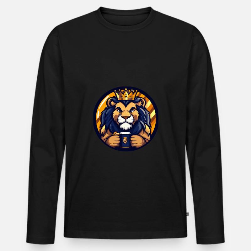 Löwe Bier - Männer Premium Bio Langarmshirt - Schwarz