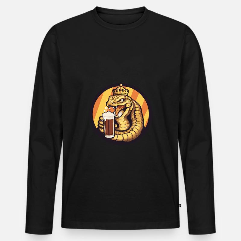Schlange Kobra Bier - Männer Premium Bio Langarmshirt - Schwarz