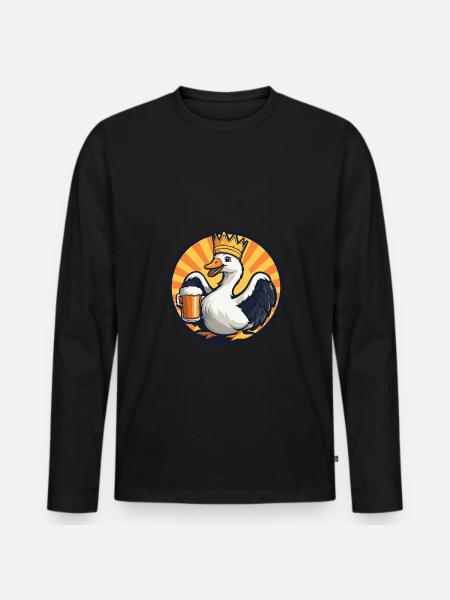 Gans Bier - Männer Premium Bio Langarmshirt - Schwarz