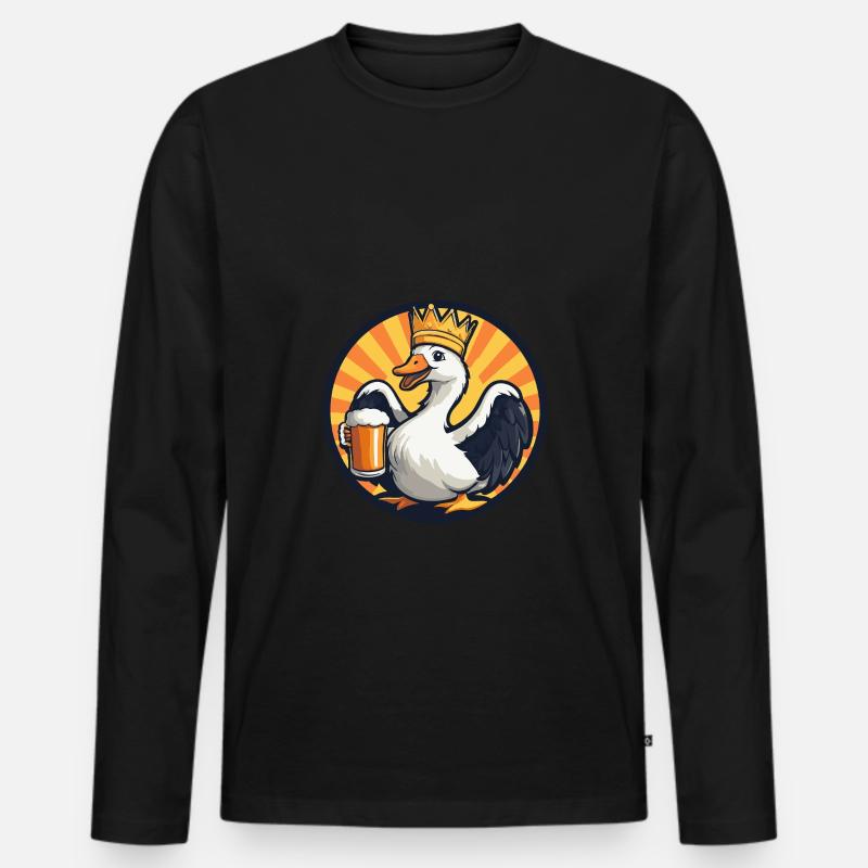 Gans Bier - Männer Premium Bio Langarmshirt - Schwarz