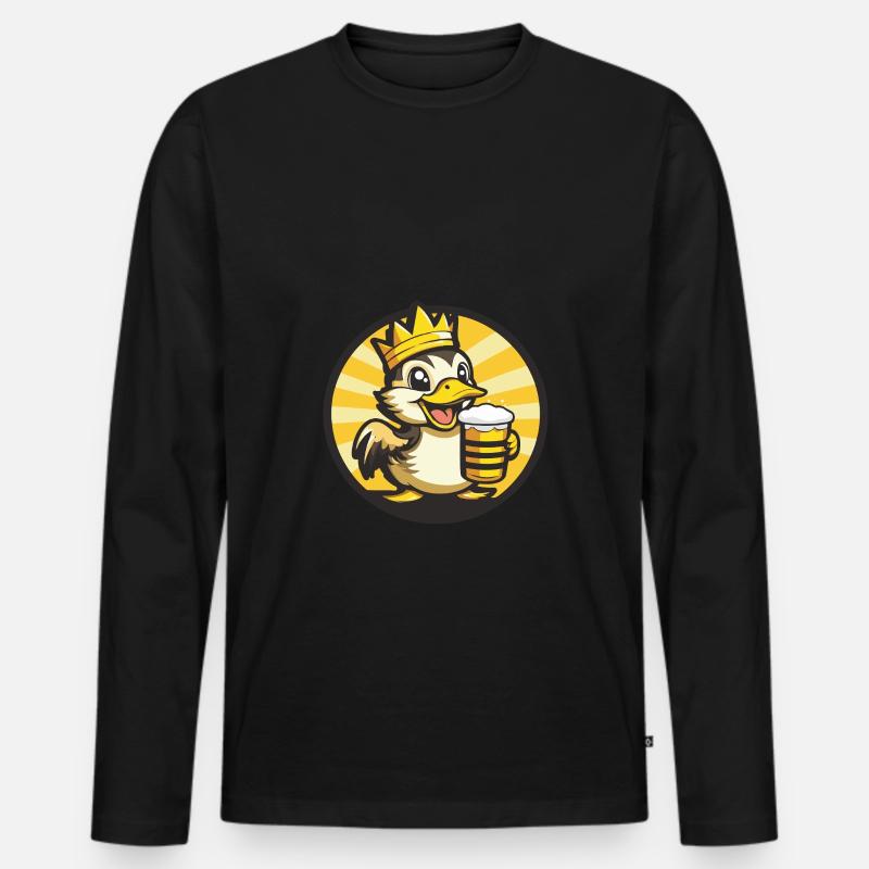 Ente Bier - Männer Premium Bio Langarmshirt - Schwarz