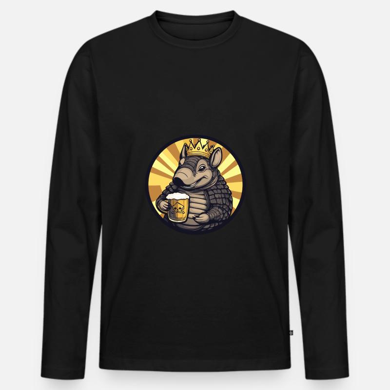 Gürteltier Bier - Männer Premium Bio Langarmshirt - Schwarz