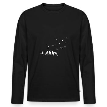 Migration des oiseaux en blanc - T-shirt manches longues Premium bio Homme - noir - Devant - Nico (187cm)
