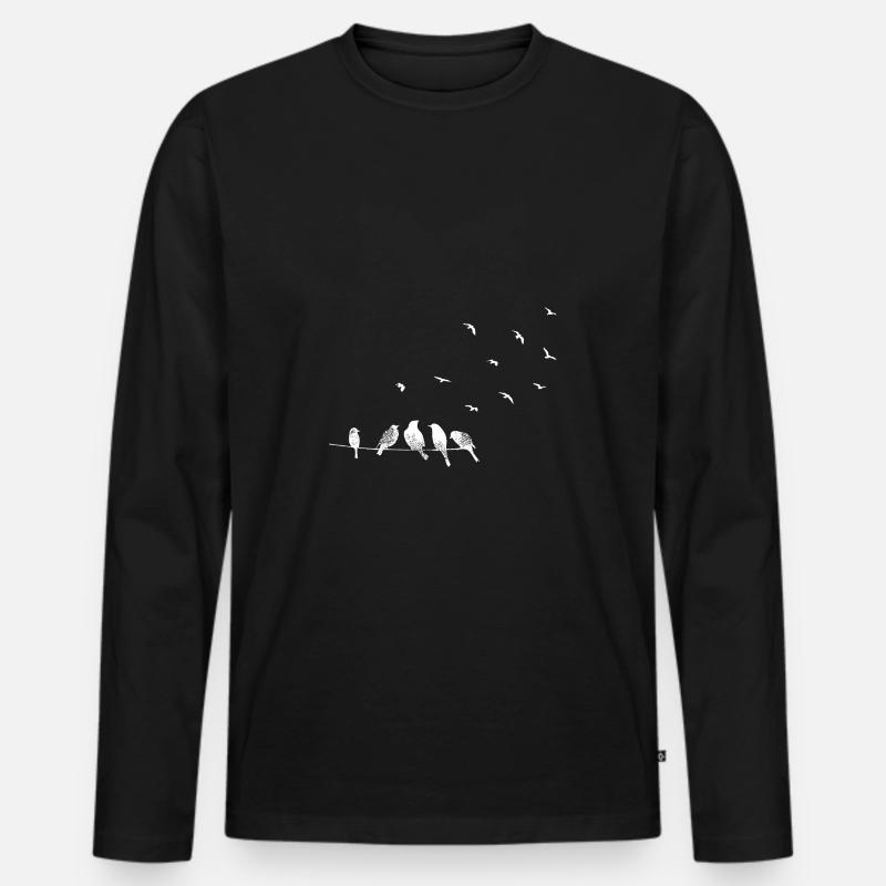 Vogelwanderung in weiß - Männer Premium Bio Langarmshirt - Schwarz
