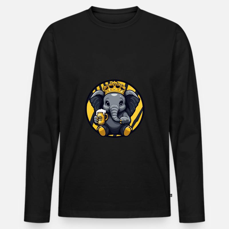 Elefant Bier - Männer Premium Bio Langarmshirt - Schwarz
