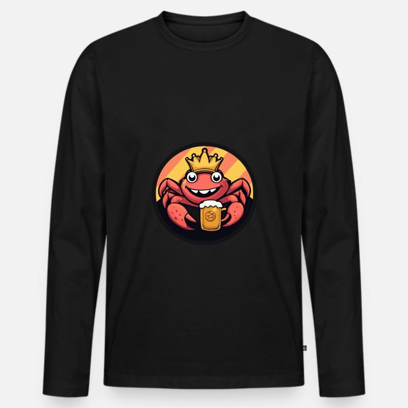 Krebs Krabbe Bier - Männer Premium Bio Langarmshirt - Schwarz