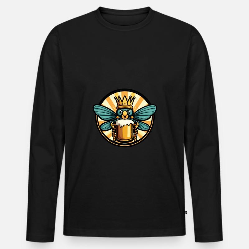 Libelle Bier - Männer Premium Bio Langarmshirt - Schwarz