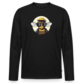 Biene Sonnenbrille Brummer Honigbiene - Männer Premium Bio Langarmshirt - Schwarz - Vorne - Nico (187cm)