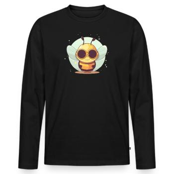 Biene Sonnenbrille Brummer Honigbiene - Männer Premium Bio Langarmshirt - Schwarz - Vorne - Nico (187cm)