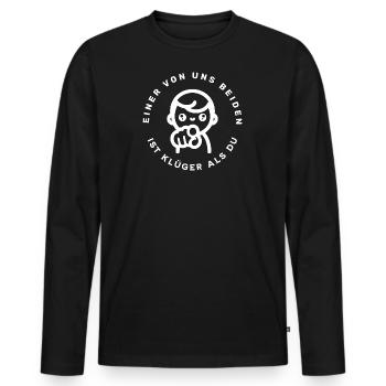 Klüger als du - Männer Premium Bio Langarmshirt - Schwarz - Vorne - Nico (187cm)