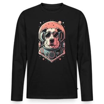 Chemise Labrador de l’espace rétro oeuvre colorée - T-shirt manches longues Premium bio Homme - noir - Devant - Nico (187cm)