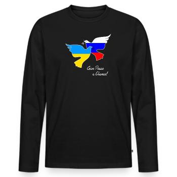 Peace - Ukraine Russia Peace Doves of Peace - Men's Premium Organic Long Sleeve Shirt - black - Front - Nico (187cm)