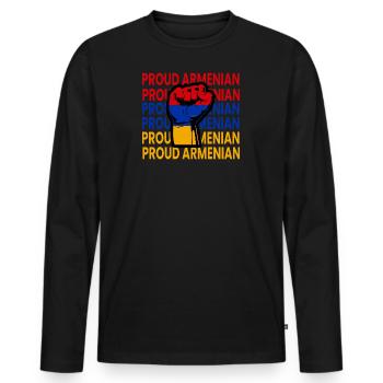Armenien Faust Armenia Flagge Armenisch Stolz - Männer Premium Bio Langarmshirt - Schwarz - Vorne - Nico (187cm)
