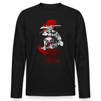 Samurai Warrior Japanese Manga Anime Gift - Men's Premium Organic Long Sleeve Shirt - black - Front - Nico (187cm)