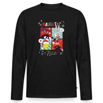 Looney Tunes Vilain Ou Gentil Noël - T-shirt manches longues Premium bio Homme - noir - Devant - Nico (187cm)