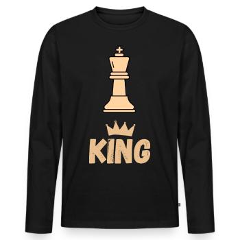 Schach Spruch Geschenk Schachmatt Queens Gambit - Männer Premium Bio Langarmshirt - Schwarz - Vorne - Nico (187cm)