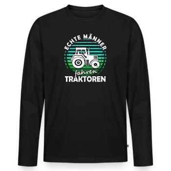Echte Männer fahren Traktoren Landwirt im Einsatz - Männer Premium Bio Langarmshirt - Schwarz - Vorne - Nico (187cm)