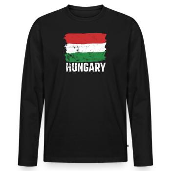 Ungarn Hungary Flagge Ungarisch Stolz - Männer Premium Bio Langarmshirt - Schwarz - Vorne - Nico (187cm)