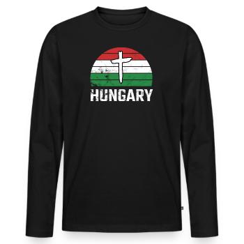 Hungary Hungary Retro Sun Christian Christ Hungarian - Men's Premium Organic Long Sleeve Shirt - black - Front - Nico (187cm)