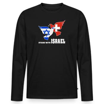 Schweiz Israel Friedenstauben - Männer Premium Bio Langarmshirt - Schwarz - Vorne - Nico (187cm)