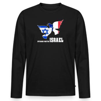 France Israel Doves of Peace - Men's Premium Organic Long Sleeve Shirt - black - Front - Nico (187cm)