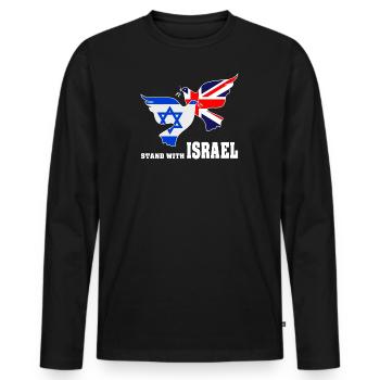 Great Britain Israel Doves of Peace - Men's Premium Organic Long Sleeve Shirt - black - Front - Nico (187cm)