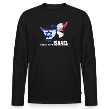 France Israel Doves of Peace - Men's Premium Organic Long Sleeve Shirt - black - Front - Nico (187cm)