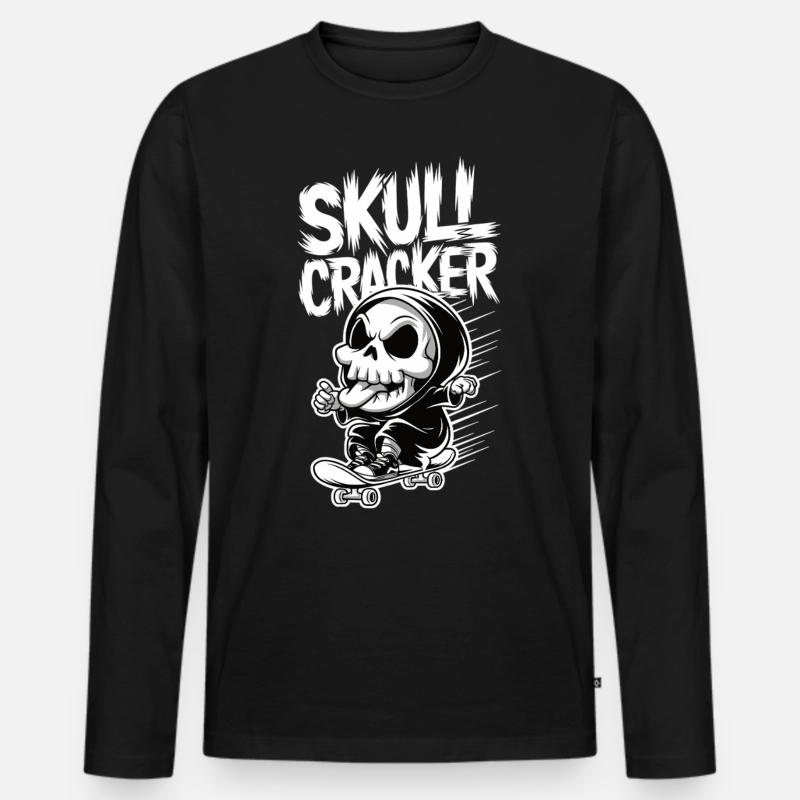 Skull Cracker Skateboard - Männer Premium Bio Langarmshirt - Schwarz