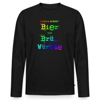 Endlich wieder Bier und Brü.. Würste | Party - Männer Premium Bio Langarmshirt - Schwarz - Vorne - Nico (187cm)