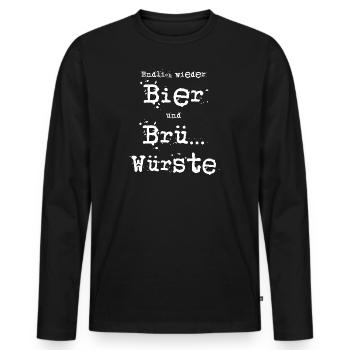 Endlich wieder Bier und Brü.. Würste | Party - Männer Premium Bio Langarmshirt - Schwarz - Vorne - Nico (187cm)