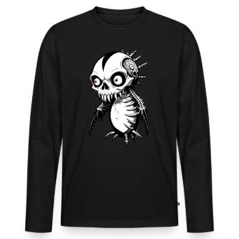 Penguin Skull // Skull Arctic Penguin FS0034 - Men's Premium Organic Long Sleeve Shirt - black - Front - Nico (187cm)