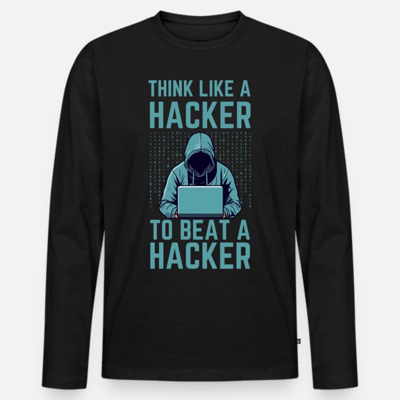 Hacker Cybersecurity IT Cybersicherheit - Männer Premium Bio Langarmshirt - Schwarz
