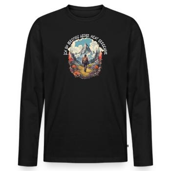 Wandern oder Klettern in den Bergen - Männer Premium Bio Langarmshirt - Schwarz - Vorne - Nico (187cm)
