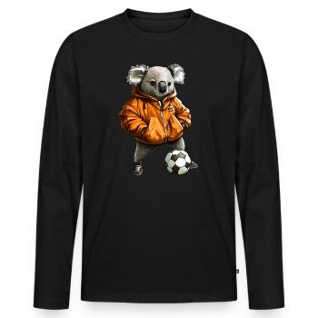 Koalas Fussball / Fussballer Koala - Männer Premium Bio Langarmshirt - Schwarz - Vorne - Nico (187cm)