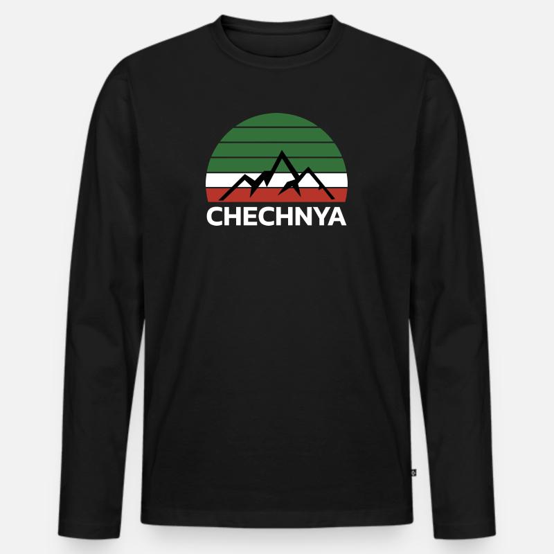 Chechnya Chechen Tschetschenien Tschetschene Flag - Männer Premium Bio Langarmshirt - Schwarz