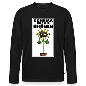 Gegen Grüne Politik Sonnenblume - Männer Premium Bio Langarmshirt - Schwarz - Vorne - Nico (187cm)