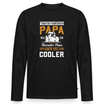 TRAKTOR FAHRENDER PAPA - Männer Premium Bio Langarmshirt - Schwarz - Vorne - Nico (187cm)
