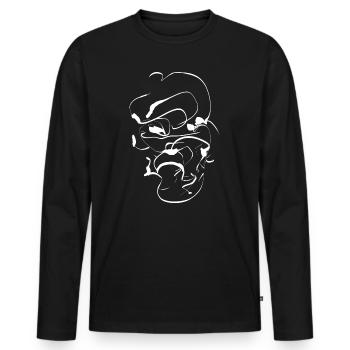 Samurai ink face / Abstract minimal mask - Men's Premium Organic Long Sleeve Shirt - black - Front - Nico (187cm)